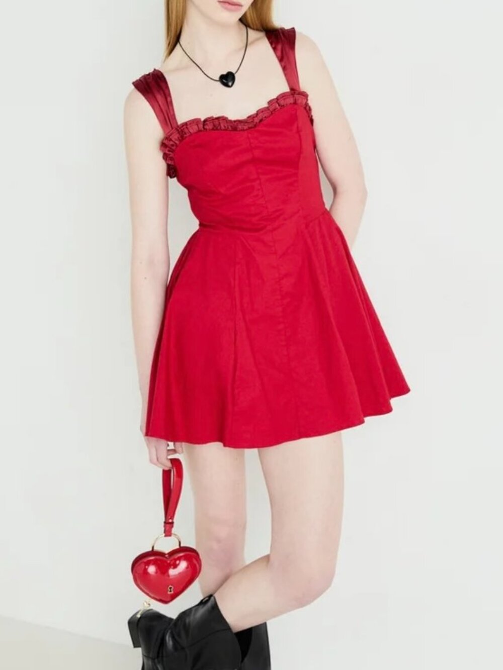 Free People Midnight Magic Red Sweetheart Mini Dress S